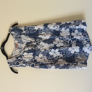 SJS Blue and White Floral Top
